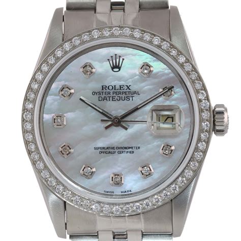 rolex datejust ii white dial stick|rolex 36mm datejust diamond bezel.